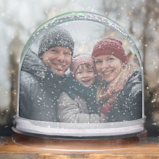 Merry Christmas Family Custom Photo Name Holiday Sneeuwbol