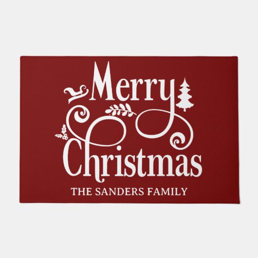 Merry Christmas Family  Cute Christmas Deurmat (Voorkant)