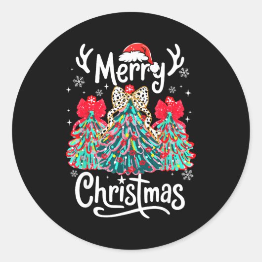 Merry Christmas Family Funny Christmas Tree Women  Ronde Sticker (Voorkant)