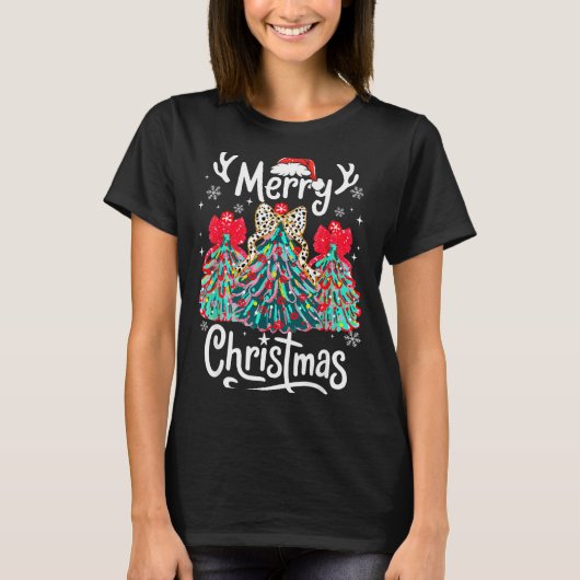 Merry Christmas Family Funny Christmas Tree Women  T-shirt (Voorkant)