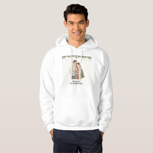 Merry Christmas Family Hoodie for Men – Personaliz (Voorkant volledig)