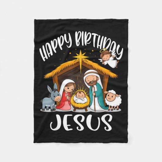 Merry Christmas Family Kid Nativity Happy Birthday Fleece Deken (Voorkant)