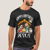 Merry Christmas Family Kid Nativity Happy Birthday T-shirt (Voorkant)