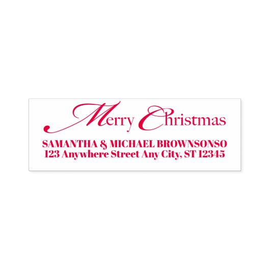 Merry Christmas Family Name Address Zelfinktende Stempel (Design)
