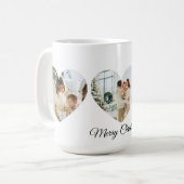 Merry Christmas Family Photo Collage Heart Mug Koffiemok (Voorkant links)