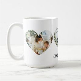 Merry Christmas Family Photo Collage Heart Mug Koffiemok
