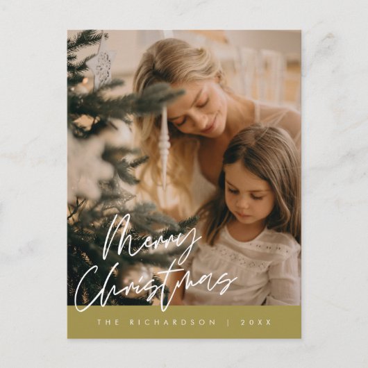 Merry Christmas Family Photo Elegant Typography Briefkaart (Voorkant)