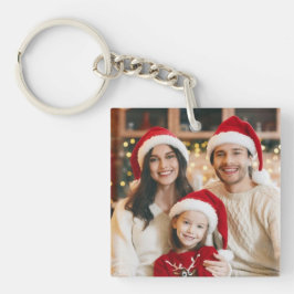 Merry Christmas Family Photo Keychain Custom