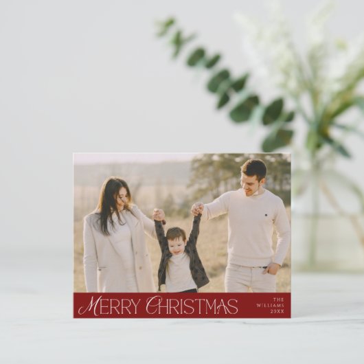 Merry Christmas Family Photo, Modern Elegant Briefkaart (Staand voorkant)