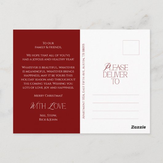 Merry Christmas Family Photo, Modern Elegant Briefkaart (Achterkant)