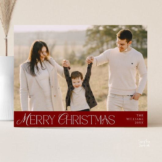 Merry Christmas Family Photo, Modern Elegant Briefkaart