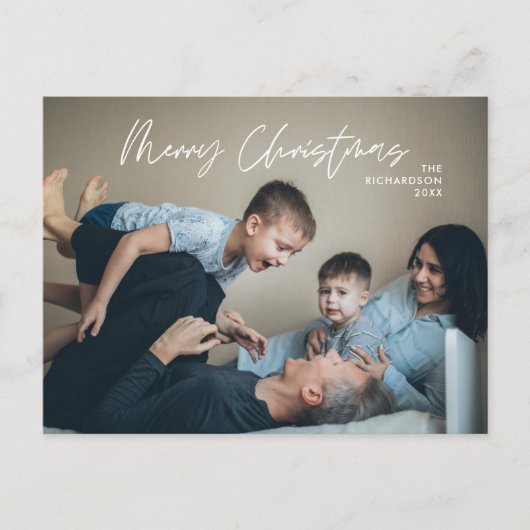 Merry Christmas Family Photo Modern Minimal Briefkaart (Voorkant)
