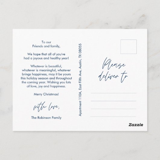 Merry Christmas Family Photo, Modern Minimal Briefkaart (Achterkant)