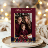 Merry Christmas family Photo Plaid Christmas Card Folie Uitnodiging