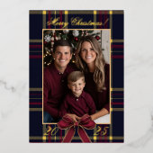 Merry Christmas family Photo Plaid Christmas Folie Uitnodiging (Voorkant)