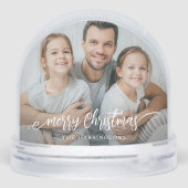 Merry Christmas Family Photo Snow Globe Sneeuwbol (Achterkant)