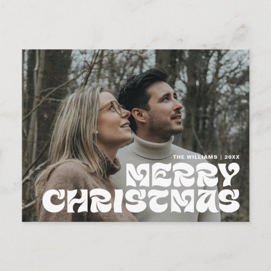 Merry Christmas Family Photo, Stylish Elegant Chic Briefkaart (Voorkant)