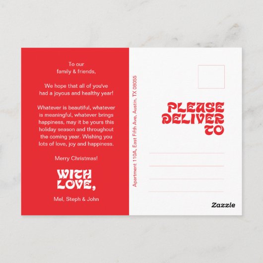 Merry Christmas Family Photo, Stylish Elegant Chic Briefkaart (Achterkant)