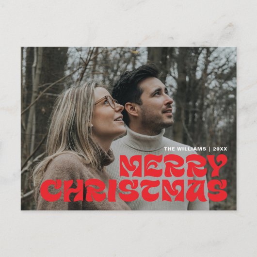 Merry Christmas Family Photo, Stylish Elegant Chic Briefkaart (Voorkant)