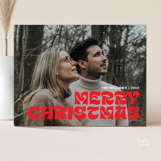 Merry Christmas Family Photo, Stylish Elegant Chic Briefkaart