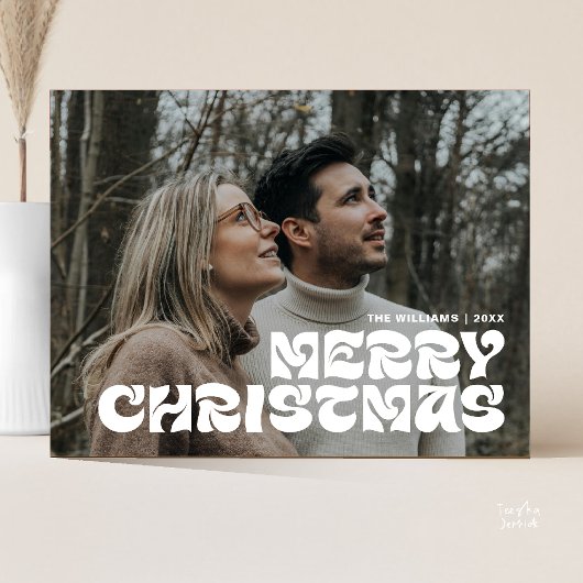 Merry Christmas Family Photo, Stylish Elegant Chic Briefkaart