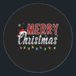Merry Christmas Family Red Plaid Xmas Lights Manne Ronde Sticker<br><div class="desc">Merry Christmas Family Red Plaid Xmas Lights Mannen Vrouwen Kinder</div>