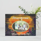 Merry Christmas Family Sunset 2584 Feestdagenkaart (Staand voorkant)
