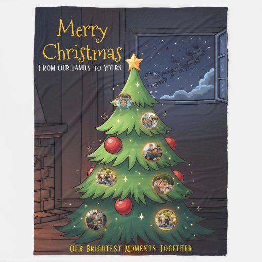Merry Christmas Family Tree Photo Blanket – Person Fleece Deken (Voorkant)