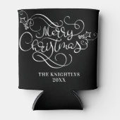 Merry Christmas Fancy scriptnaam Aangepast Blikjeskoeler (Voorkant)