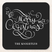 Merry Christmas Fancy scriptnaam Aangepast Kartonnen Onderzetters (Voorkant)