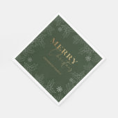Merry Christmas Faux Folie Elegant Script Monogram Servet (Hoek)