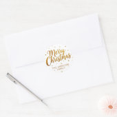 Merry Christmas Faux Gold Casual Script Snowflake Ronde Sticker (Envelop)
