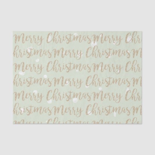 Merry Christmas Faux Gold Script Typografie Groen Tissuepapier (Voorkant)