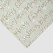 Merry Christmas Faux Gold Script Typografie Groen Tissuepapier (Detail)