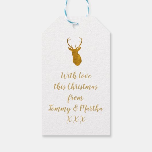 Merry Christmas faux gouden hert cadeau labels Cadeaulabel (Achterkant)