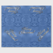 Merry Christmas Faux Zilveren Folie Script Blauw Cadeaupapier (Vlak)