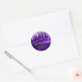 Merry Christmas Feestdagen RSVP Paarse Classy Silv Ronde Sticker (Envelop)