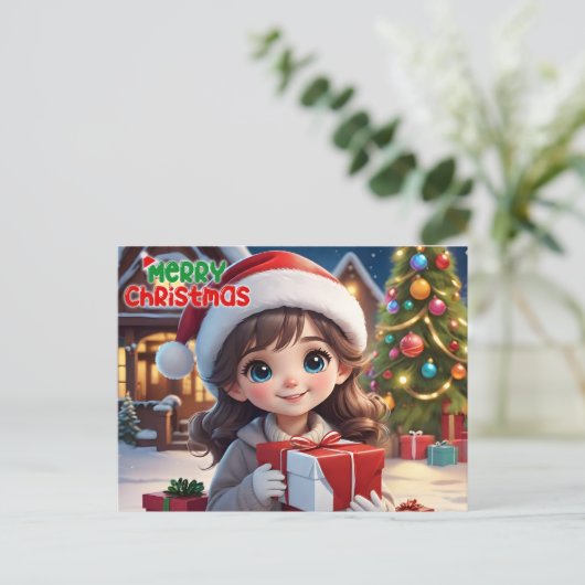 Merry Christmas Feestdagenkaart (Staand voorkant)