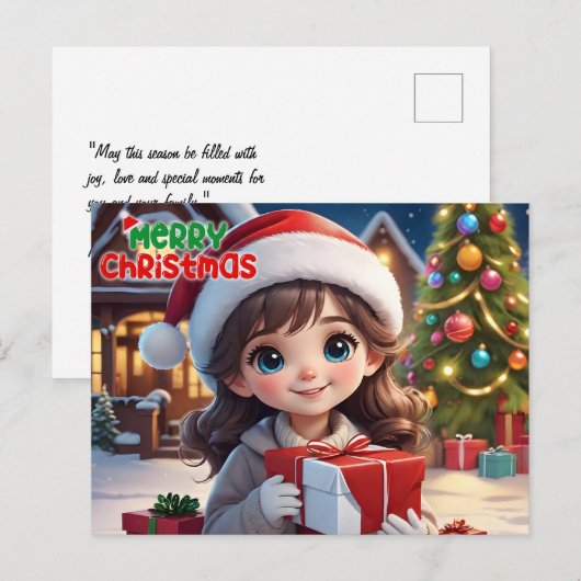 Merry Christmas Feestdagenkaart (Voorkant / Achterkant)