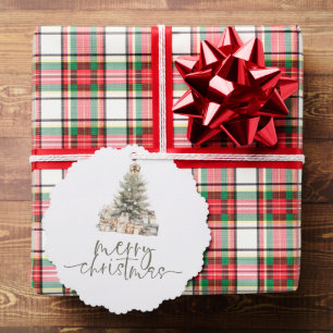 Merry Christmas Feestelijke Tree Sage Script Ornament Kaart
