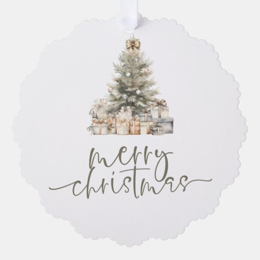 Merry Christmas Feestelijke Tree Sage Script Ornament Kaart (Voorkant)