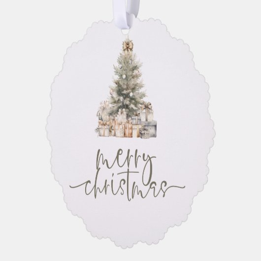 Merry Christmas Feestelijke Tree Sage Script Ornament Kaart (Links)