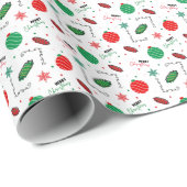 Merry Christmas Festive Baubles and Candy Cadeaupapier (Rol Hoek)