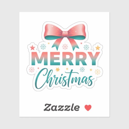 Merry Christmas Festive Bow Sticker (Vel)