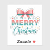 Merry Christmas Festive Bow Sticker (Vel)