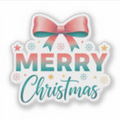 Merry Christmas Festive Bow Sticker (Voorkant)