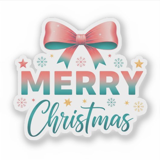 Merry Christmas Festive Bow Sticker (Voorkant)