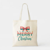 Merry Christmas Festive Bow Tote Bag (Achterkant)