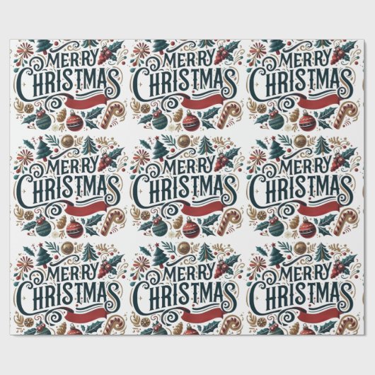 Merry Christmas Festive & Colorful Cadeaupapier (Vlak)