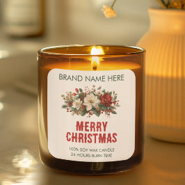 Merry Christmas | Festive Flowers Candle Labels